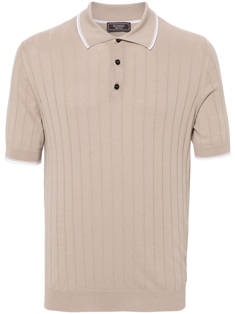 Chunky-ribbed polo shirt - Neutrals