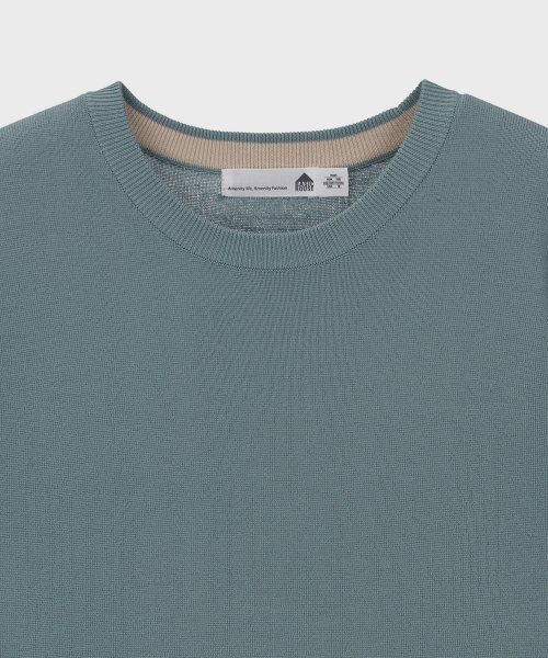 UNI Supima Semi-Oversized Round Neck Knit Mint LWKT2101