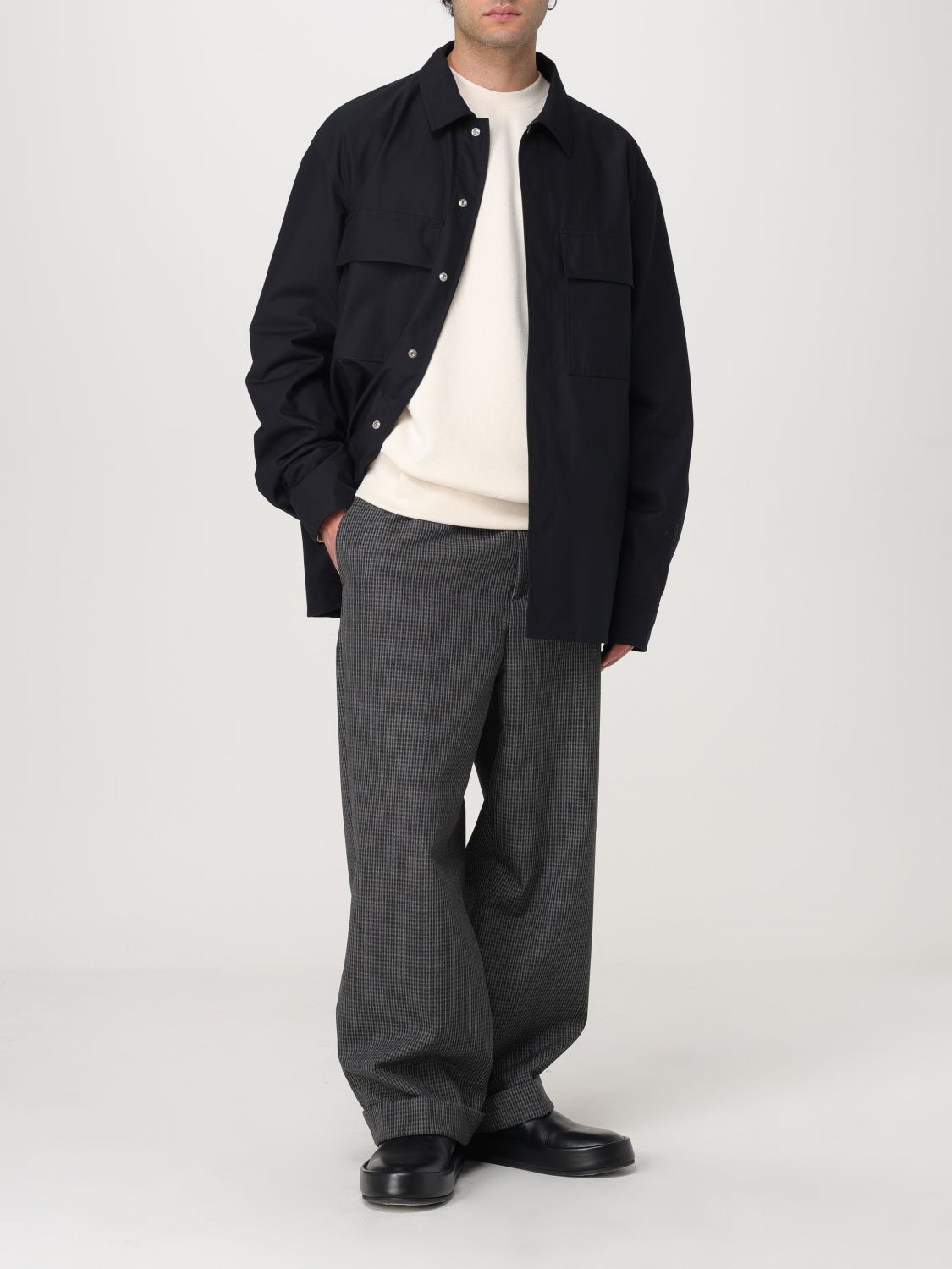 Logo-tag cotton shirt - Blue
