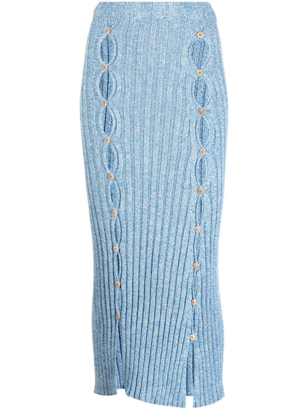Cut-out organic cotton midi skirt - Blue