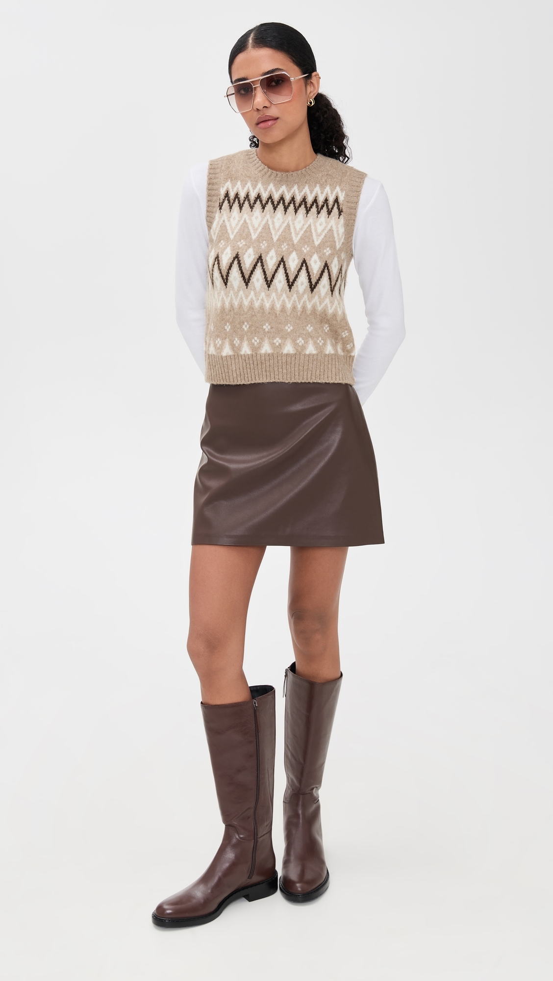 Fair Isle Vest Beige Multi