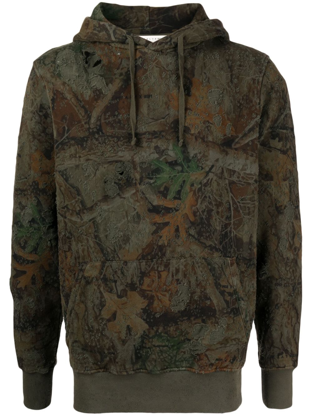 Abstract-print cotton hoodie - Green