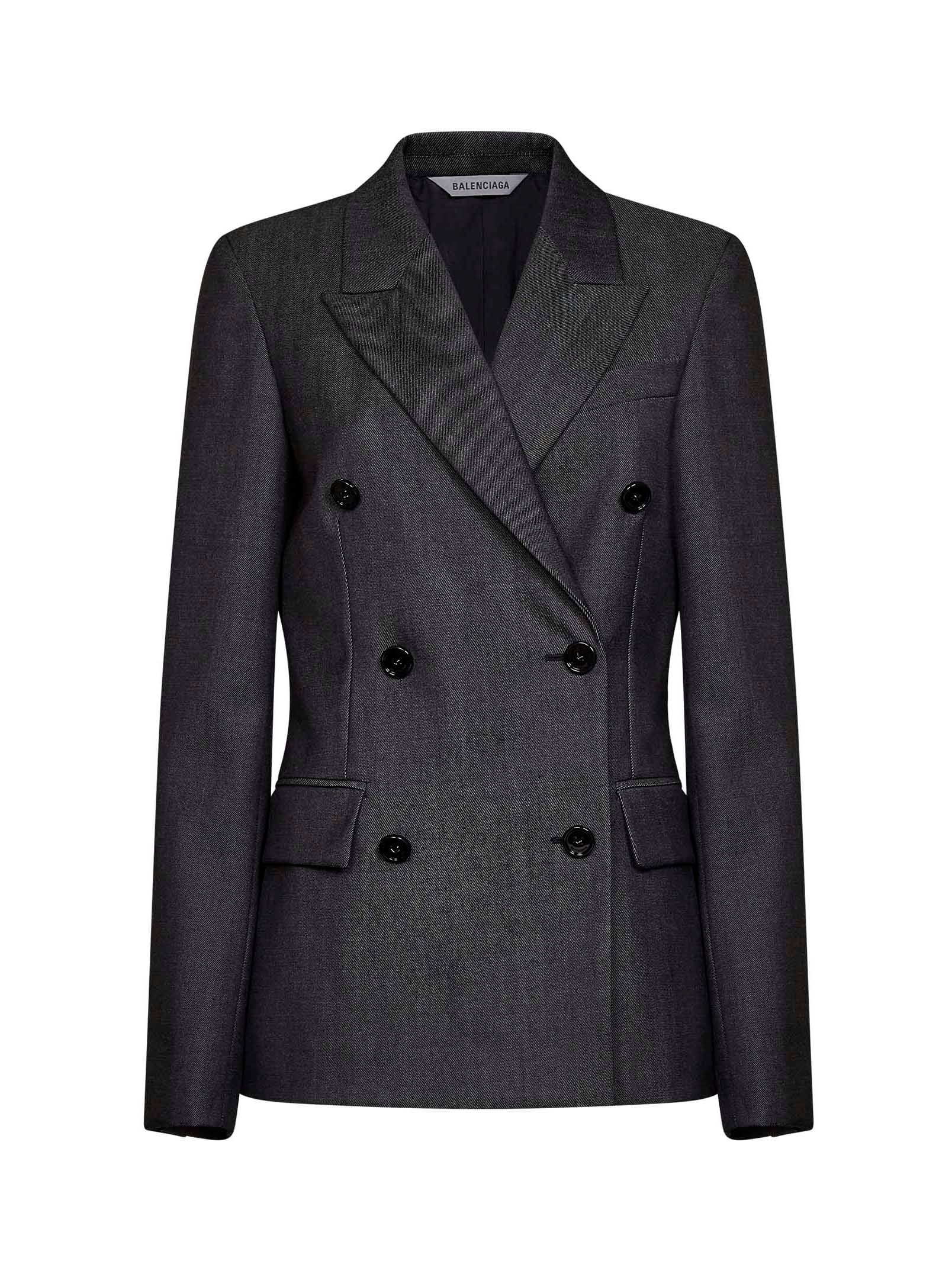 Double-Breasted Wool Blazer — Navy