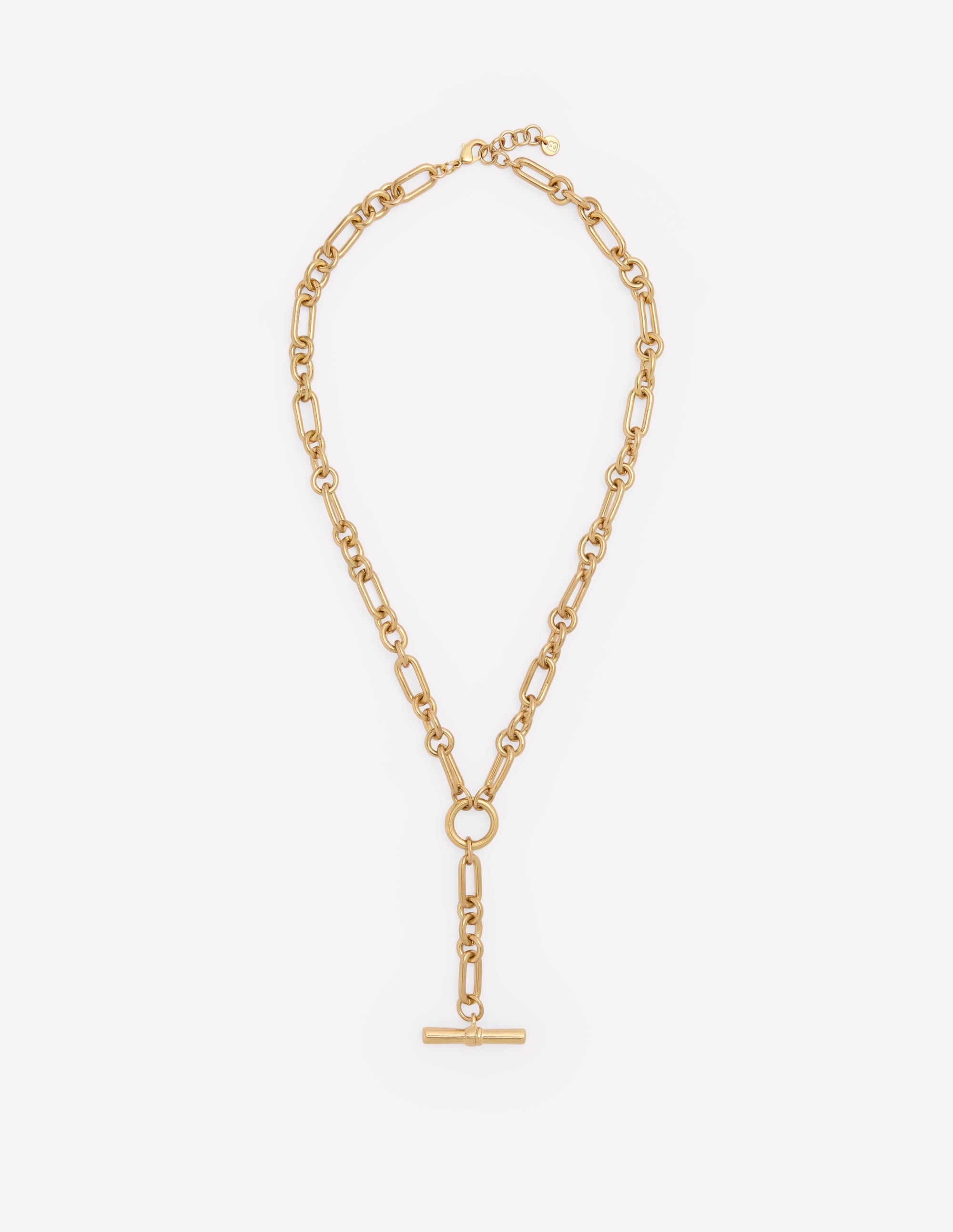 Women's Drop Chain T-bar Necklace in Metallic