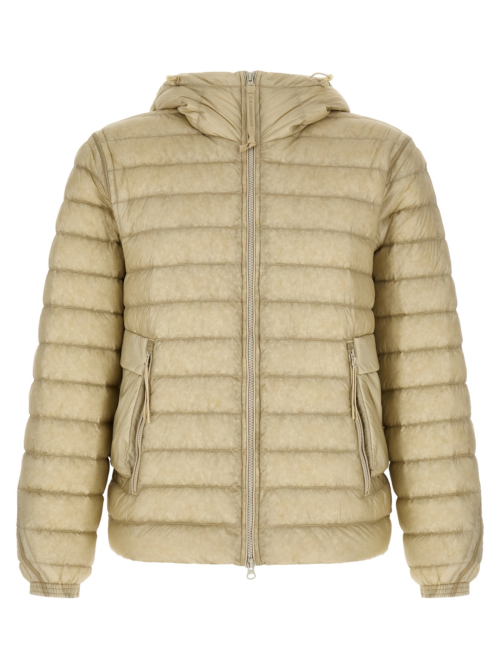 Quilted Polyamide Down Jacket — Beige