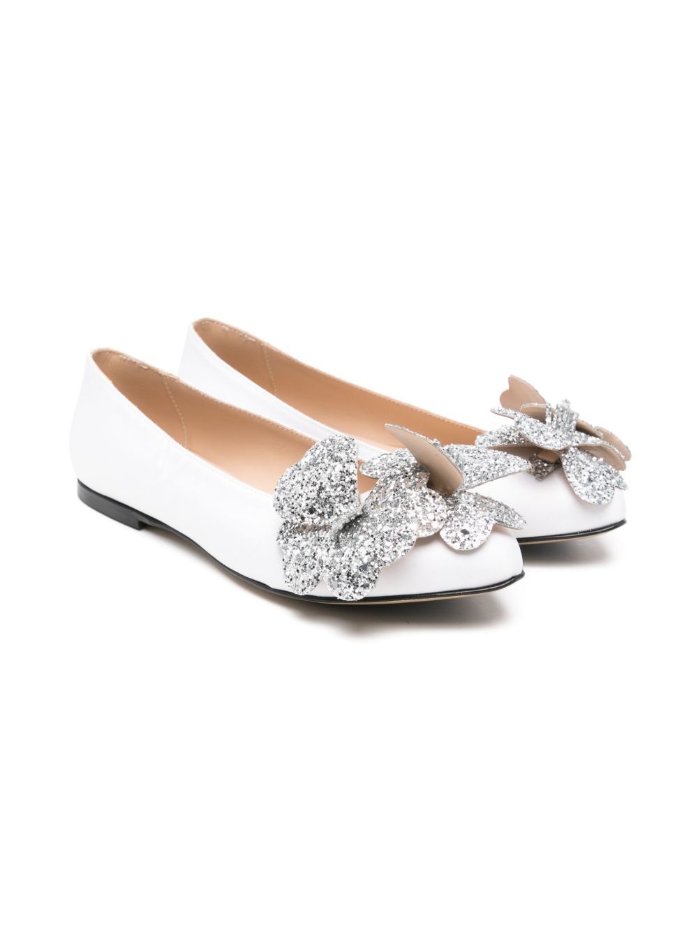 Nº21 Kids satin ballet flats - White