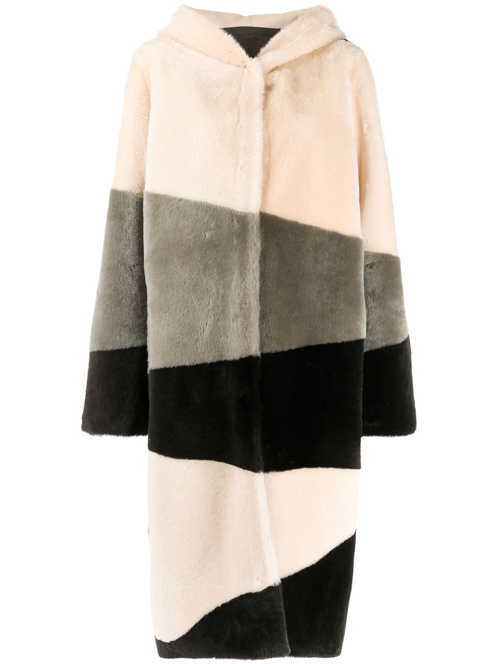 Hooded single-breasted coat - Neutrals