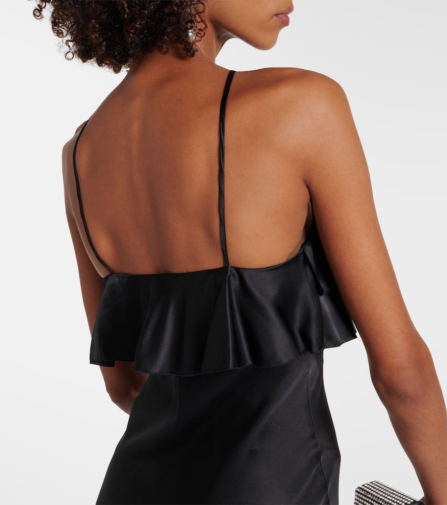 Bow-detail halterneck silk satin gown