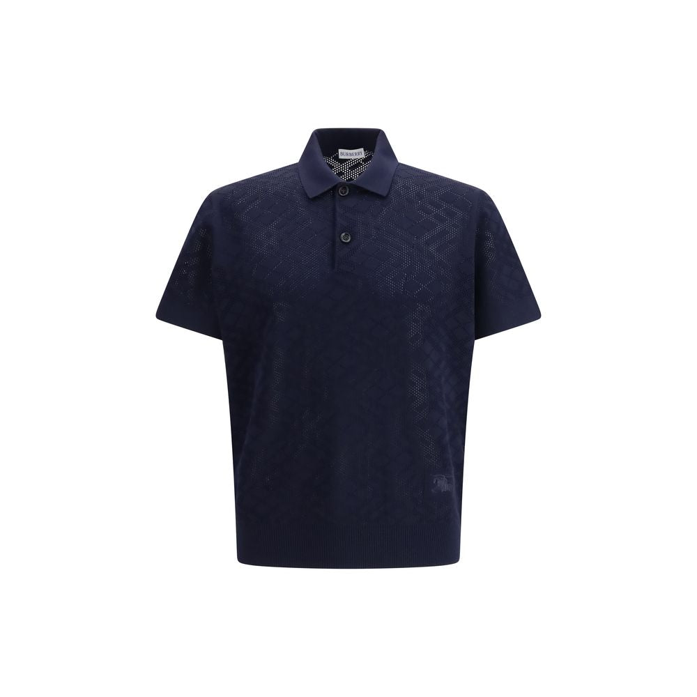 Check Wool Polo Shirt — Blue