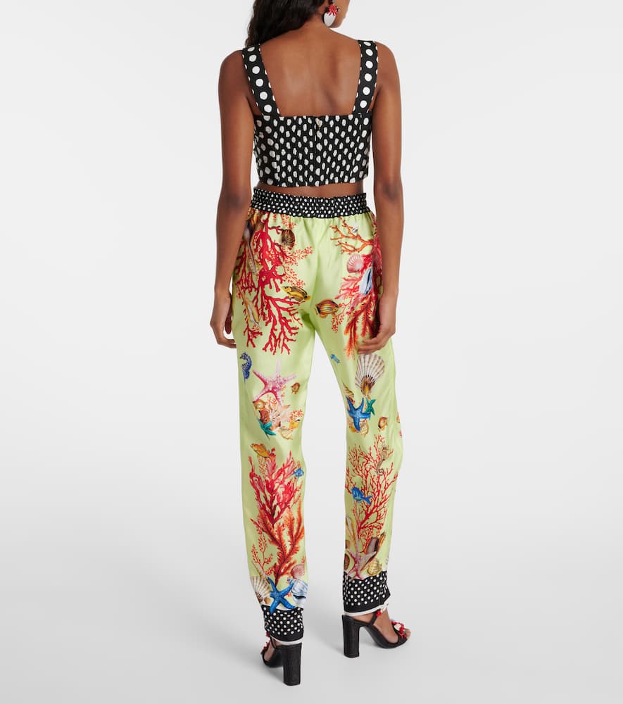 Capri printed silk tapered pants
