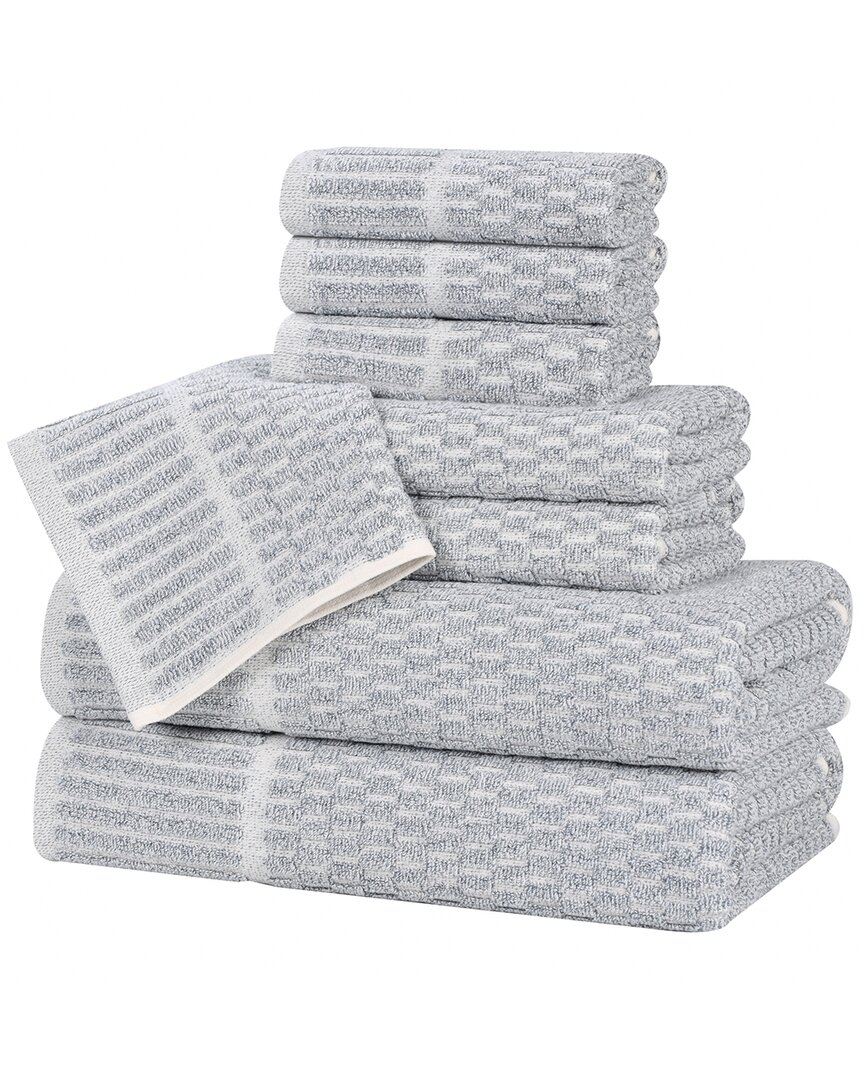 Superior Juno Medium Weight Checkered Border 8Pc Towel Set