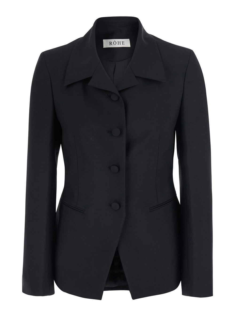 Wool-Mohair Blend Blazer — Black