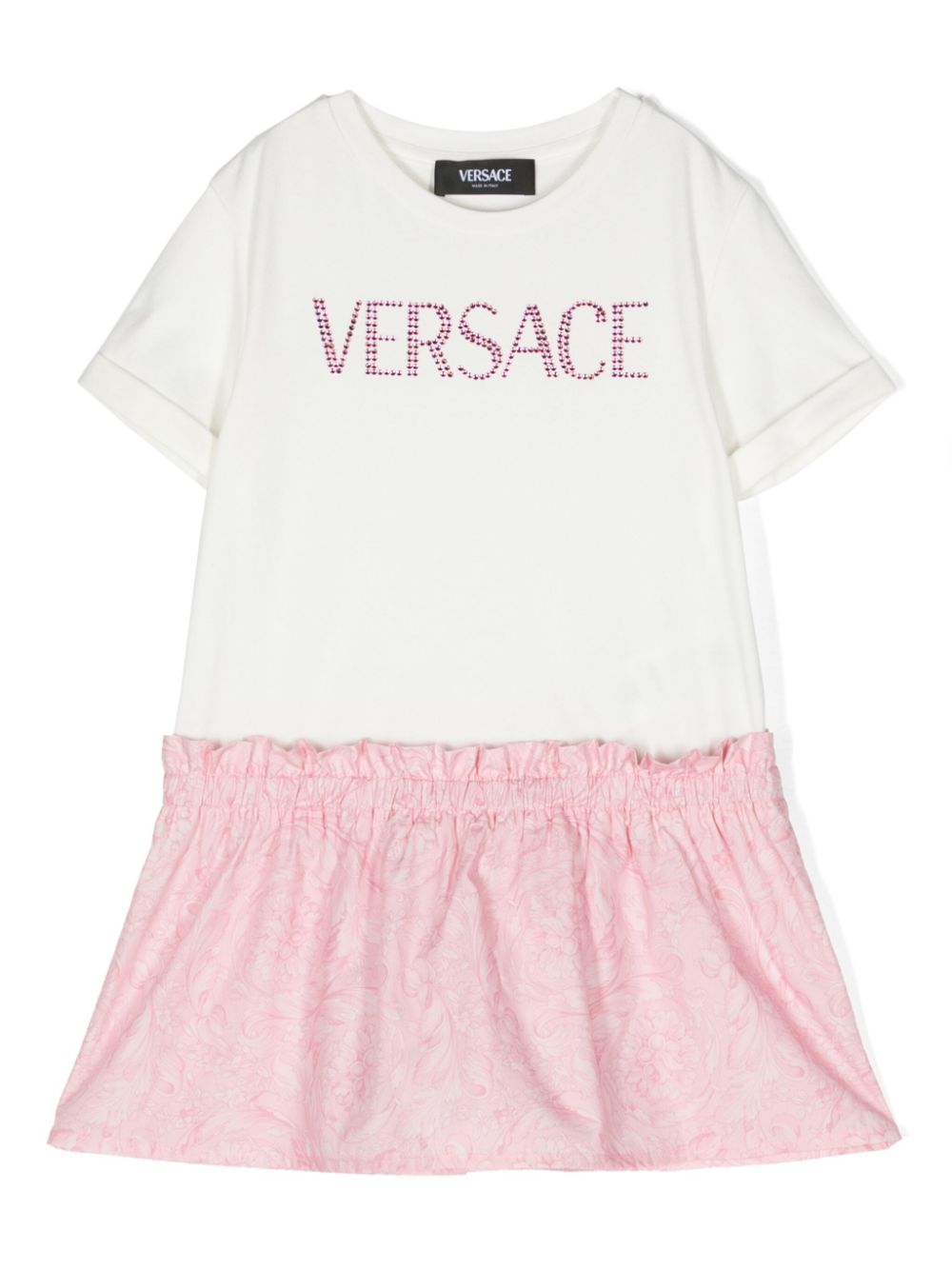 Barocco-print T-shirt dress - White