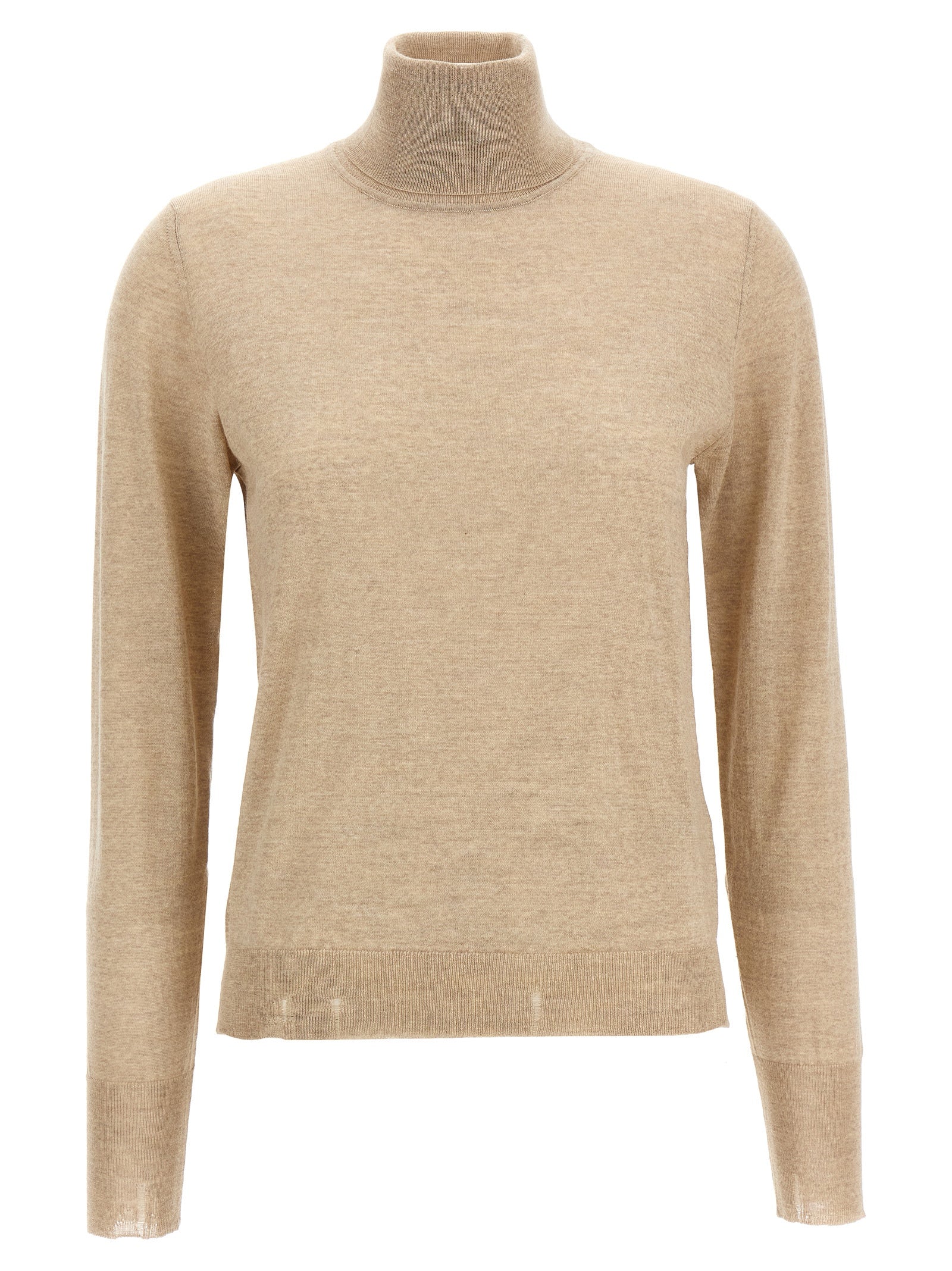Virgin Wool Turtleneck Sweater — Beige