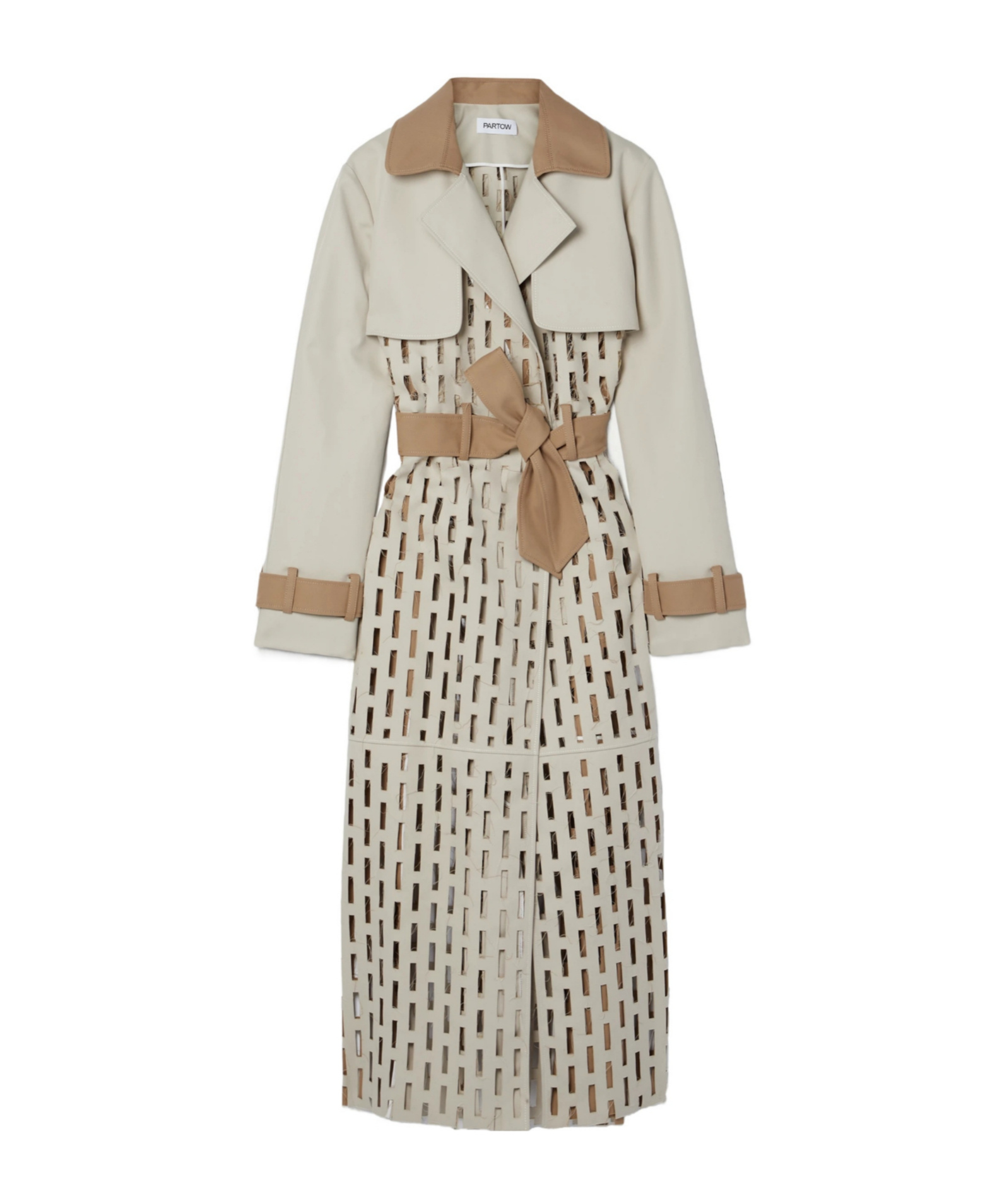 Cut-out pure cotton twill trench coat