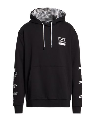 Man Sweatshirt Black Size M Cotton, Polyester
