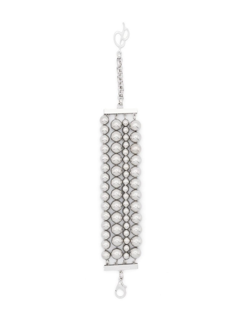 Bead-embellished polished-finish bracelet - Silver