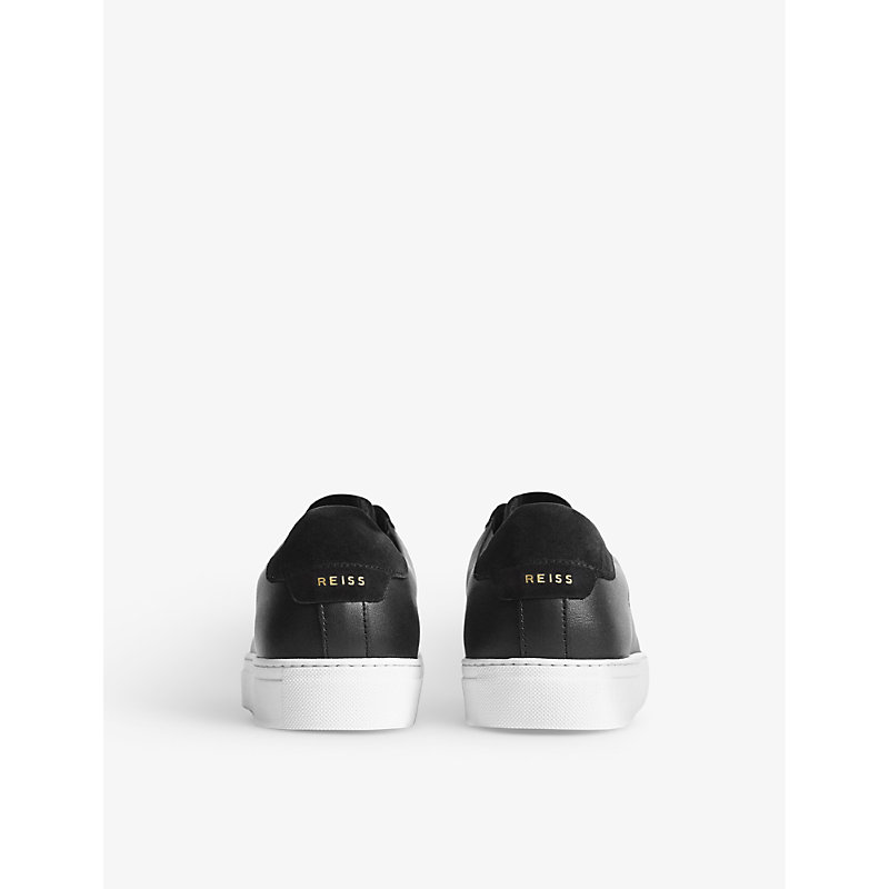 Mens Black Finley Leather Low-top Trainers