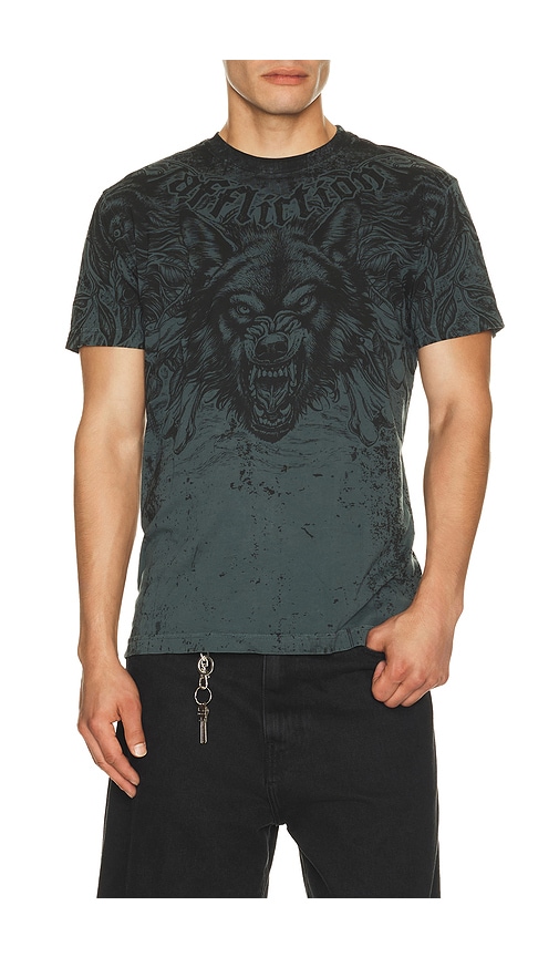 Affliction Bleak Moon Short Sleeve Tee in Gunmetal Lava Wash. S also in M, L, XL/1X