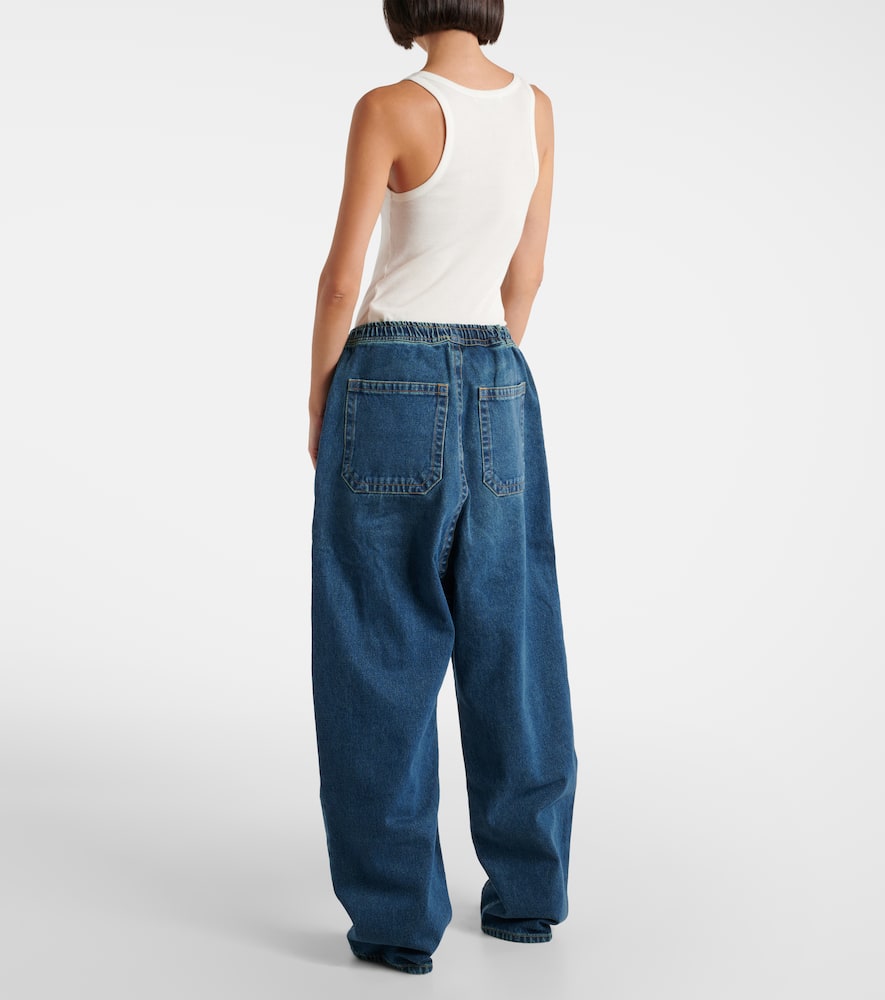 Logo low-rise wide-leg jeans