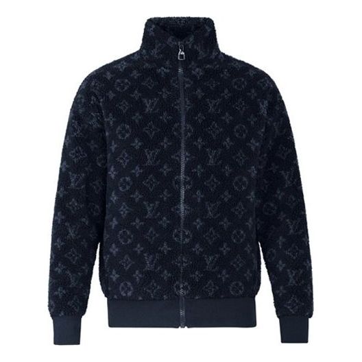 LV Monogram Jacquard Fleece Zip-Through Jacket Blue