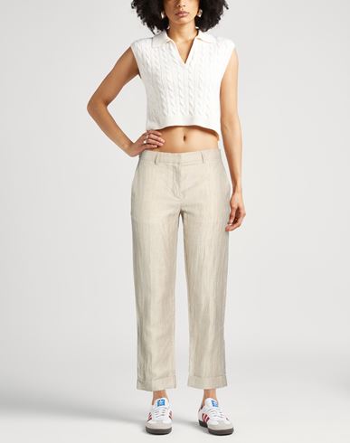 Woman Pants Sage green Size 4 Linen, Polyamide
