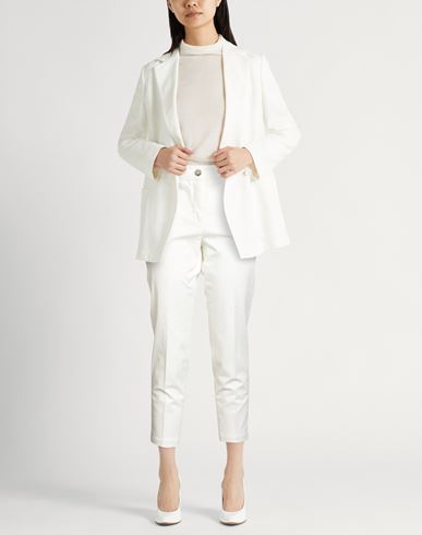 Woman Pants Off white Size 6 Cotton, Elastane