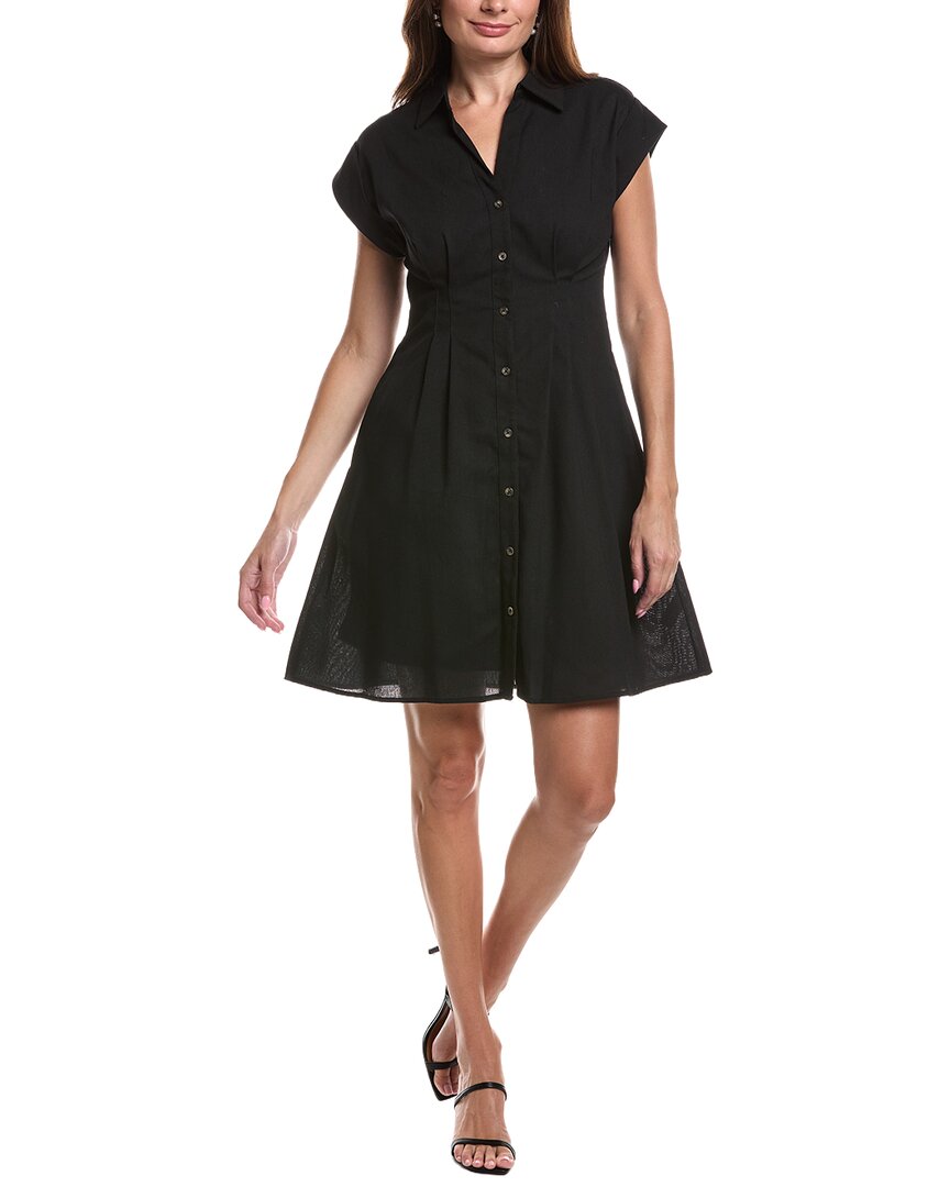 Pleated Linen-Blend Mini Dress
