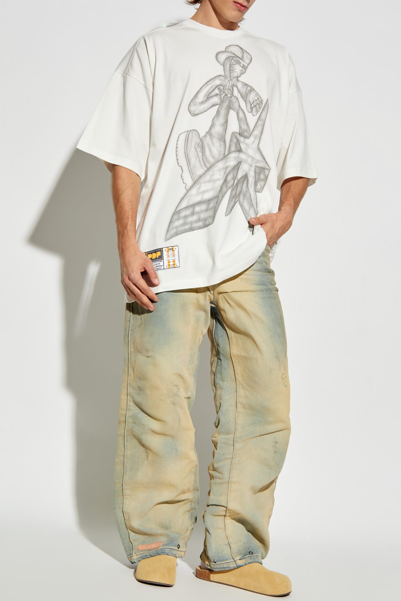 Patterned Jeans, Men's, Beige