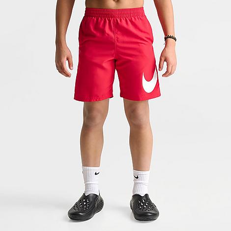 Big Kids Stacked Logo Swim Shorts in University Red