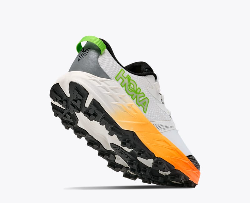 HOKA Speedgoat 7 Shoes in Frost/Neon Tangerine
