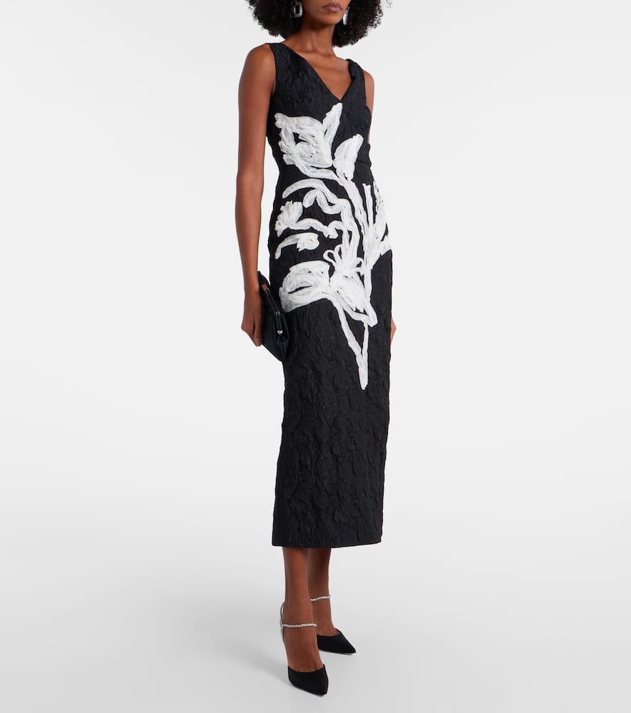 Floral jacquard midi dress