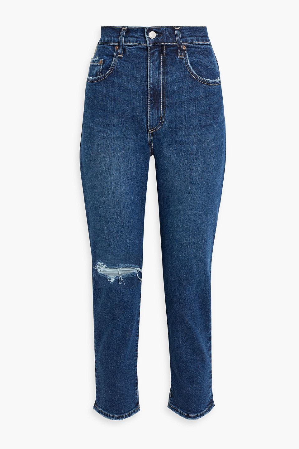 Frankie cropped distressed high-rise slim-leg jeans - Blue - 24