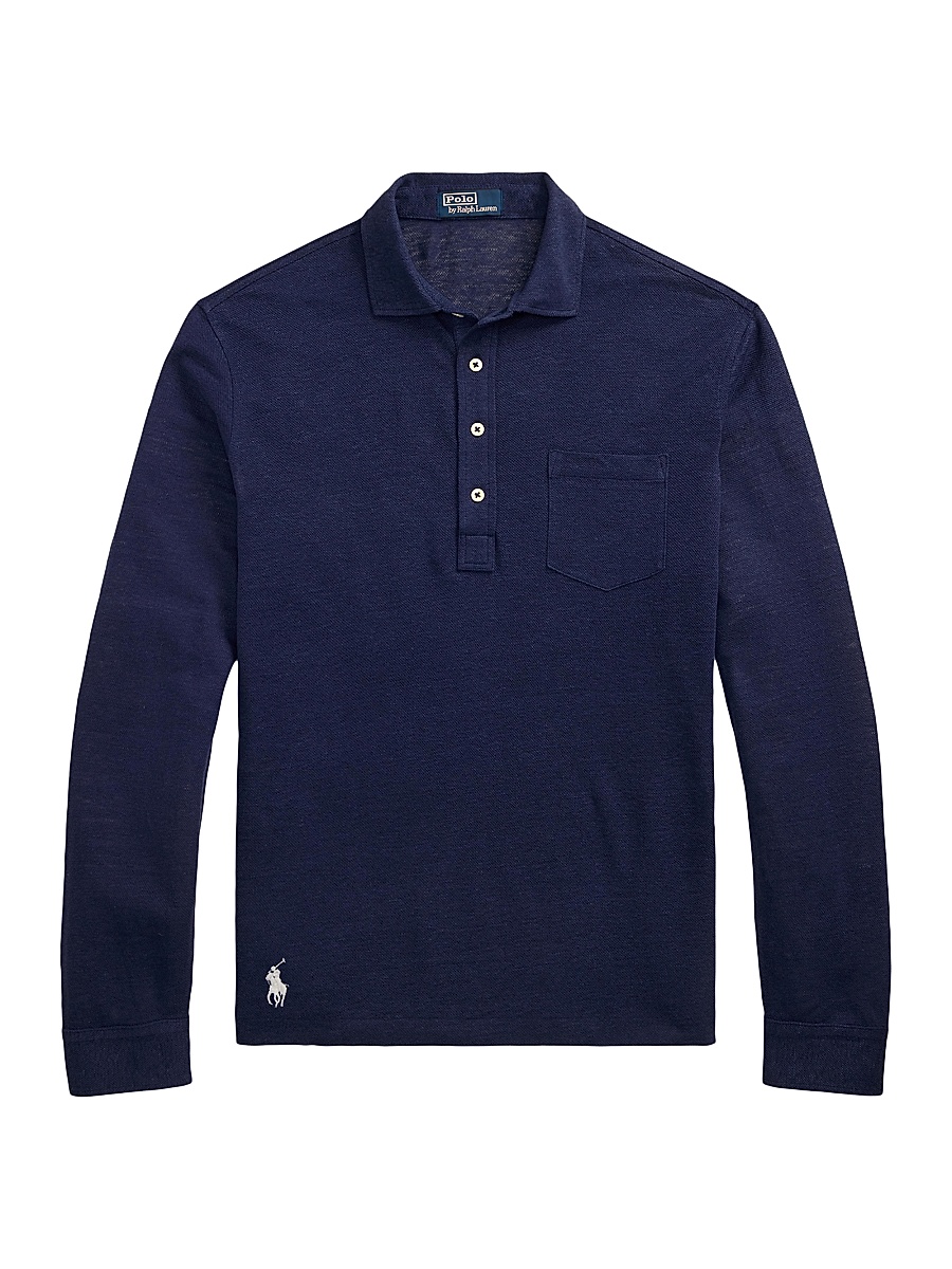 Men's Linen Mesh Polo Shirt - Newport Navy