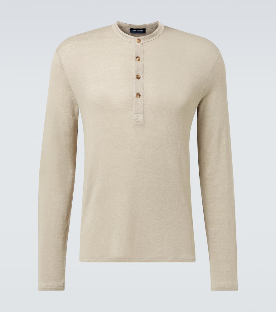 Linen-blend Henley shirt