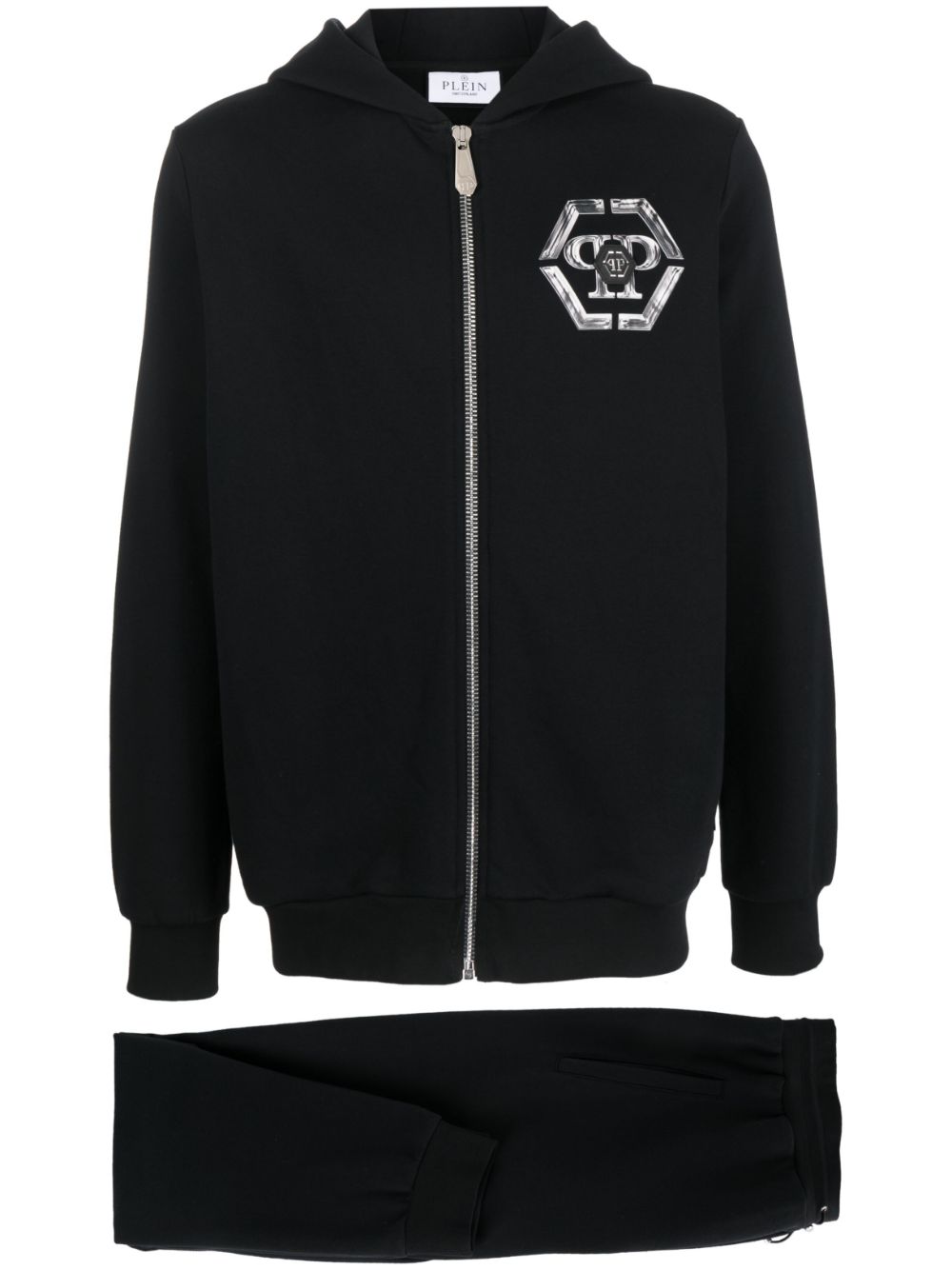 Skull-print stretch-cotton tracksuit - Black