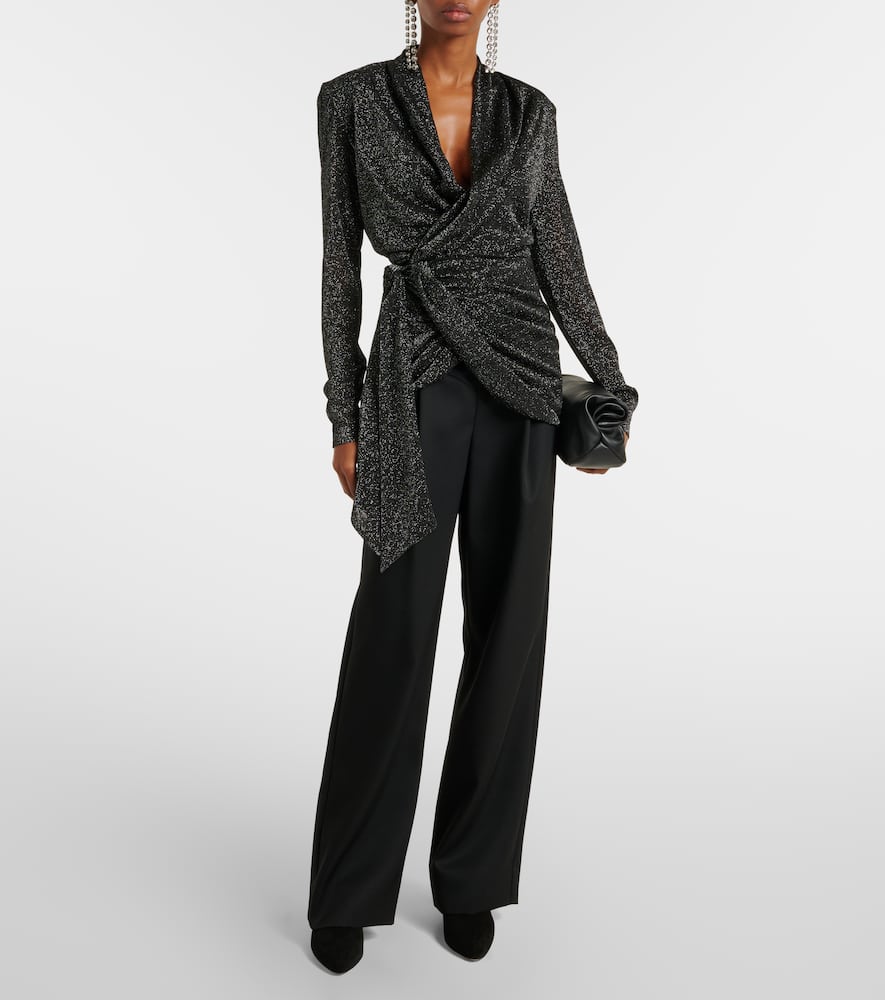 Cinay lamé wrap top