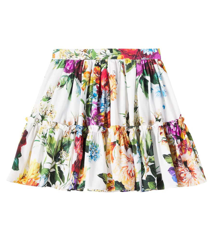 Floral cotton poplin skirt