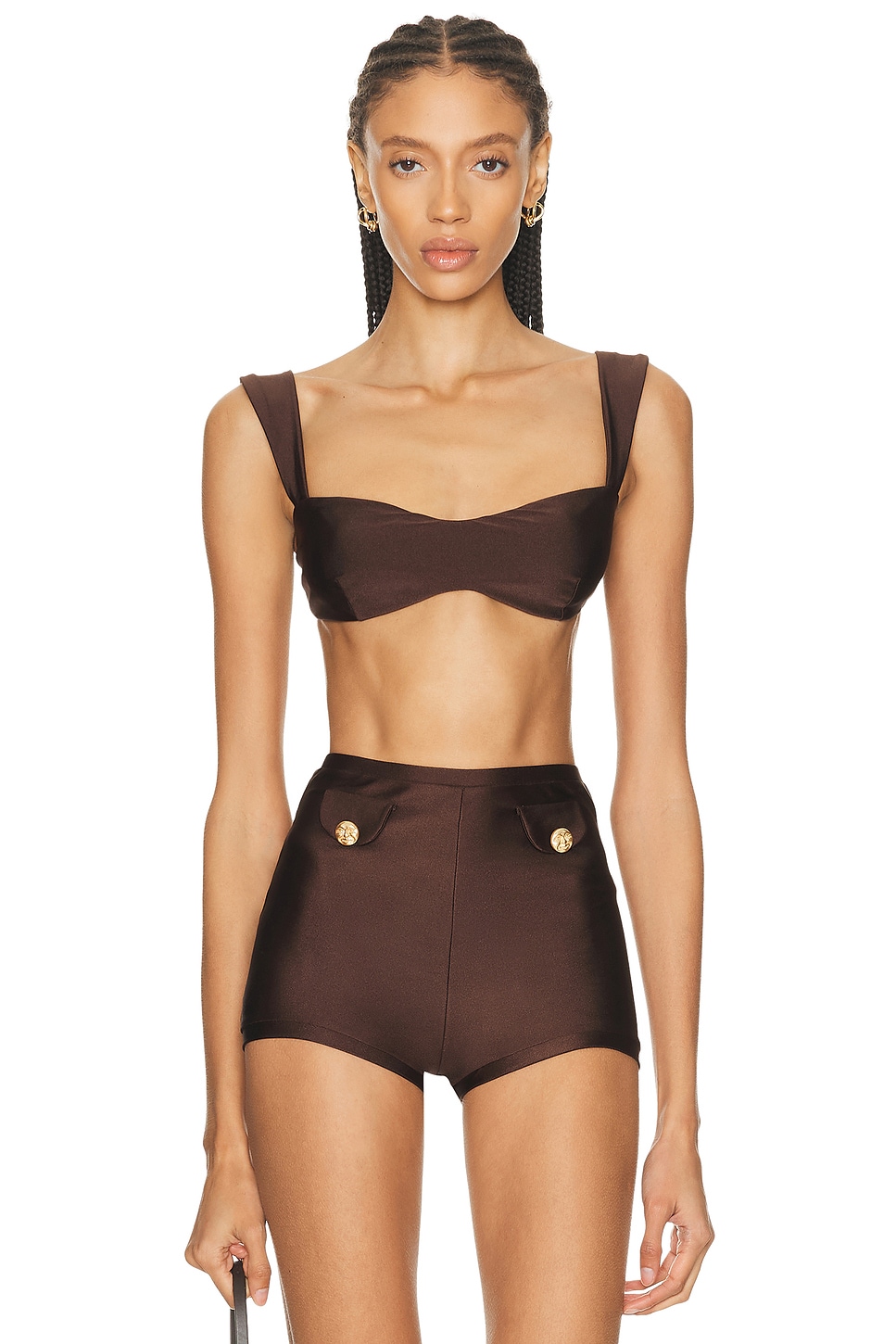 Shani Shemer Aster Bikini Top in Espresso - Chocolate. L also in M
