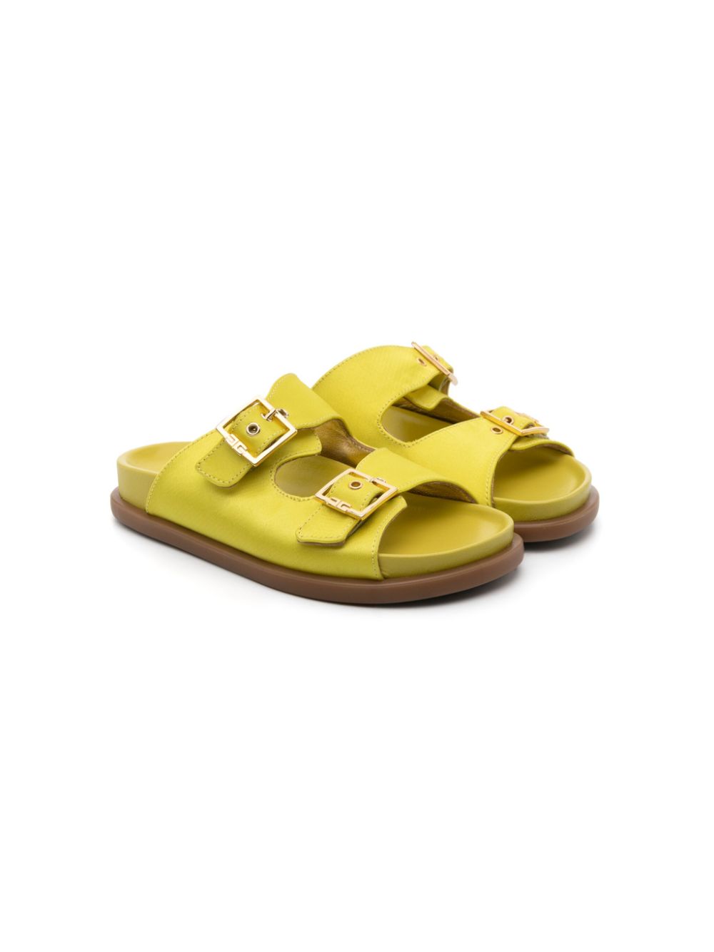 Buckled satin slides - Yellow