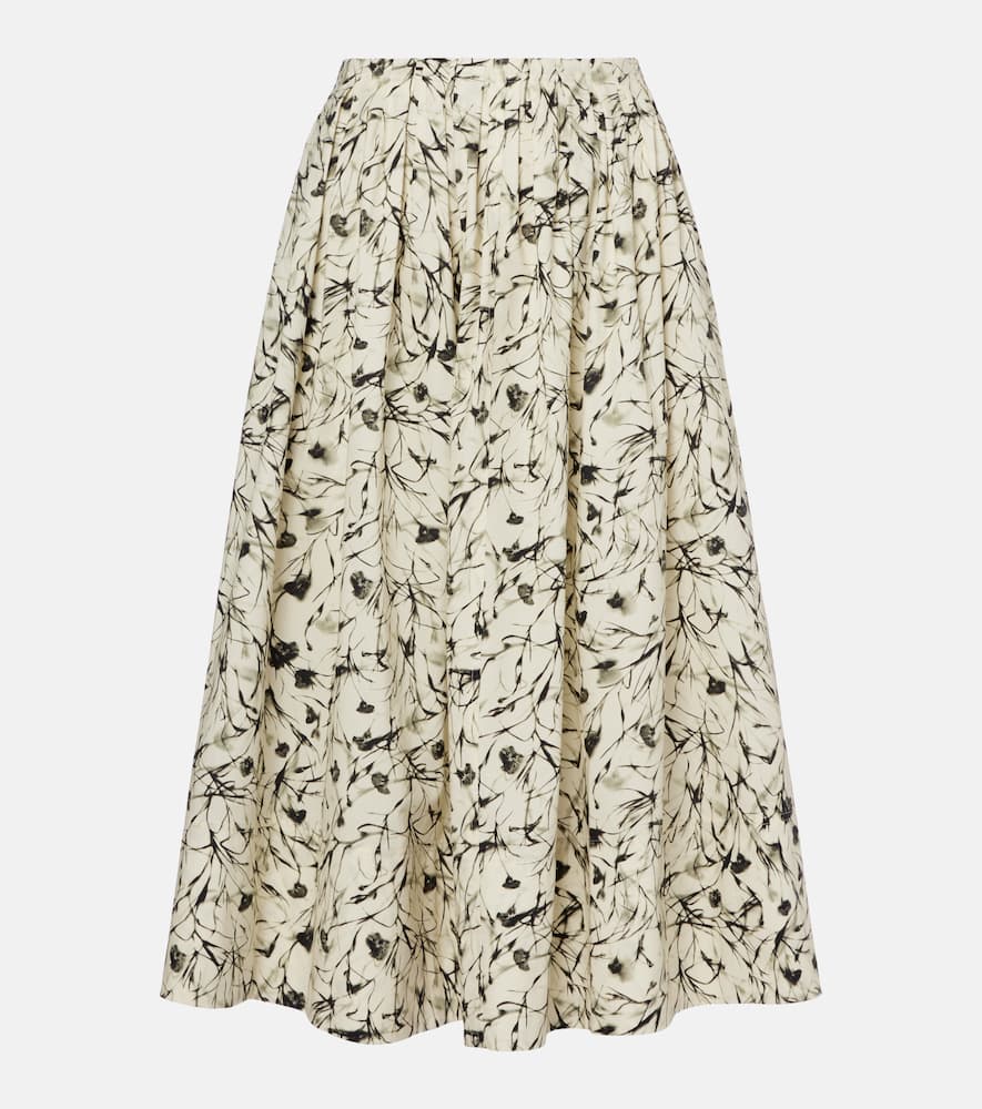 Austin printed cotton poplin midi skirt