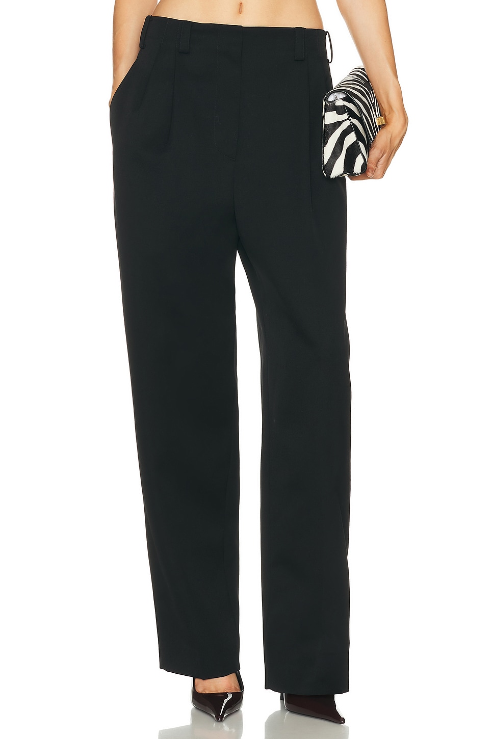 Givenchy Double Pleated Low Waist Pant in Black - Black. 36 also