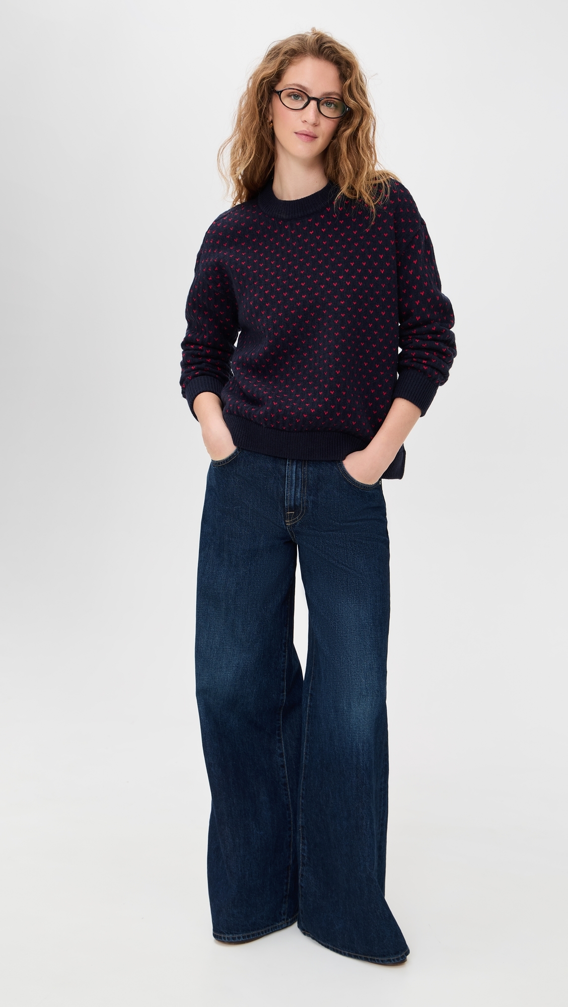 Hanna Sweater Navy Red Hearts