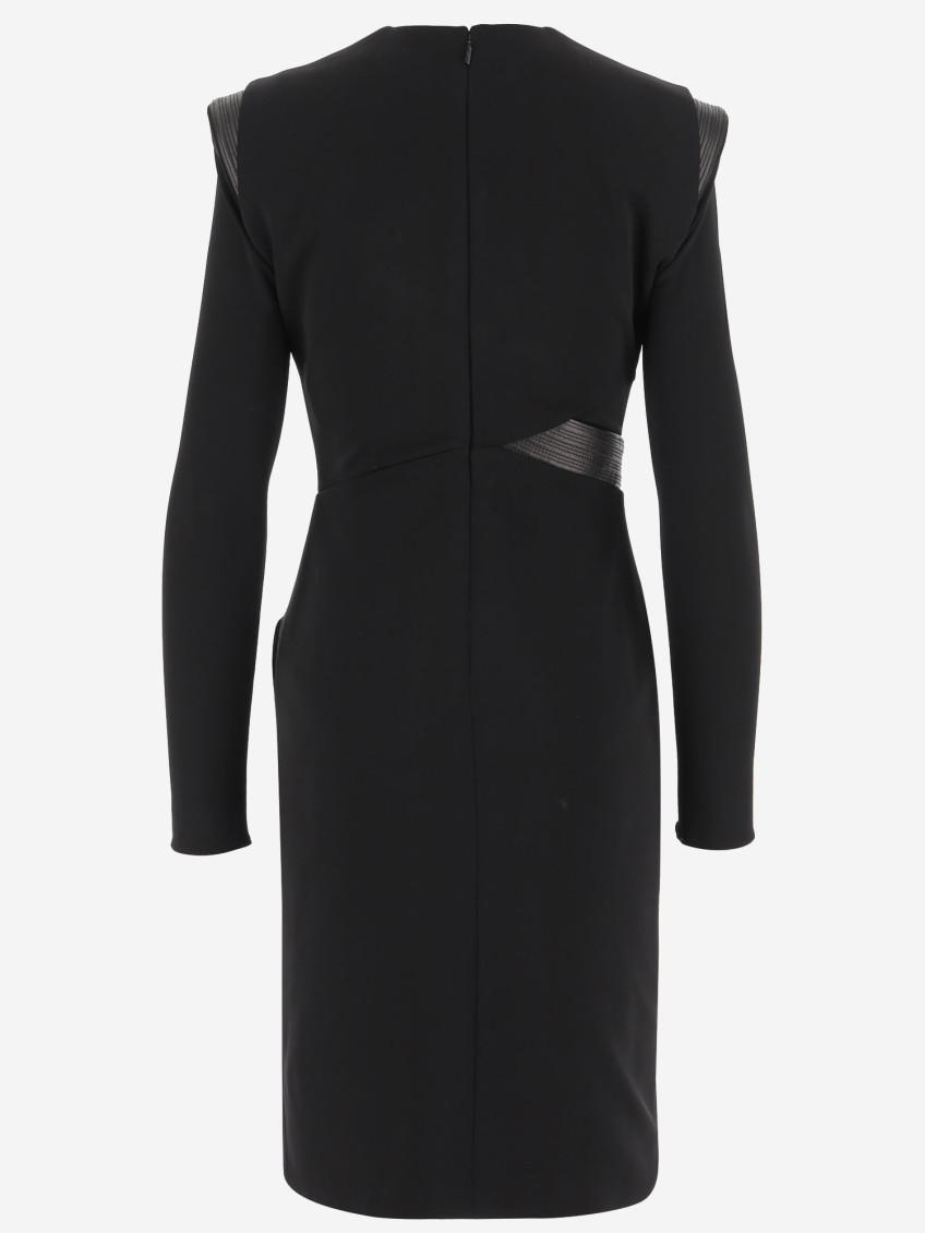 Black Long-sleeved Gathered Dress