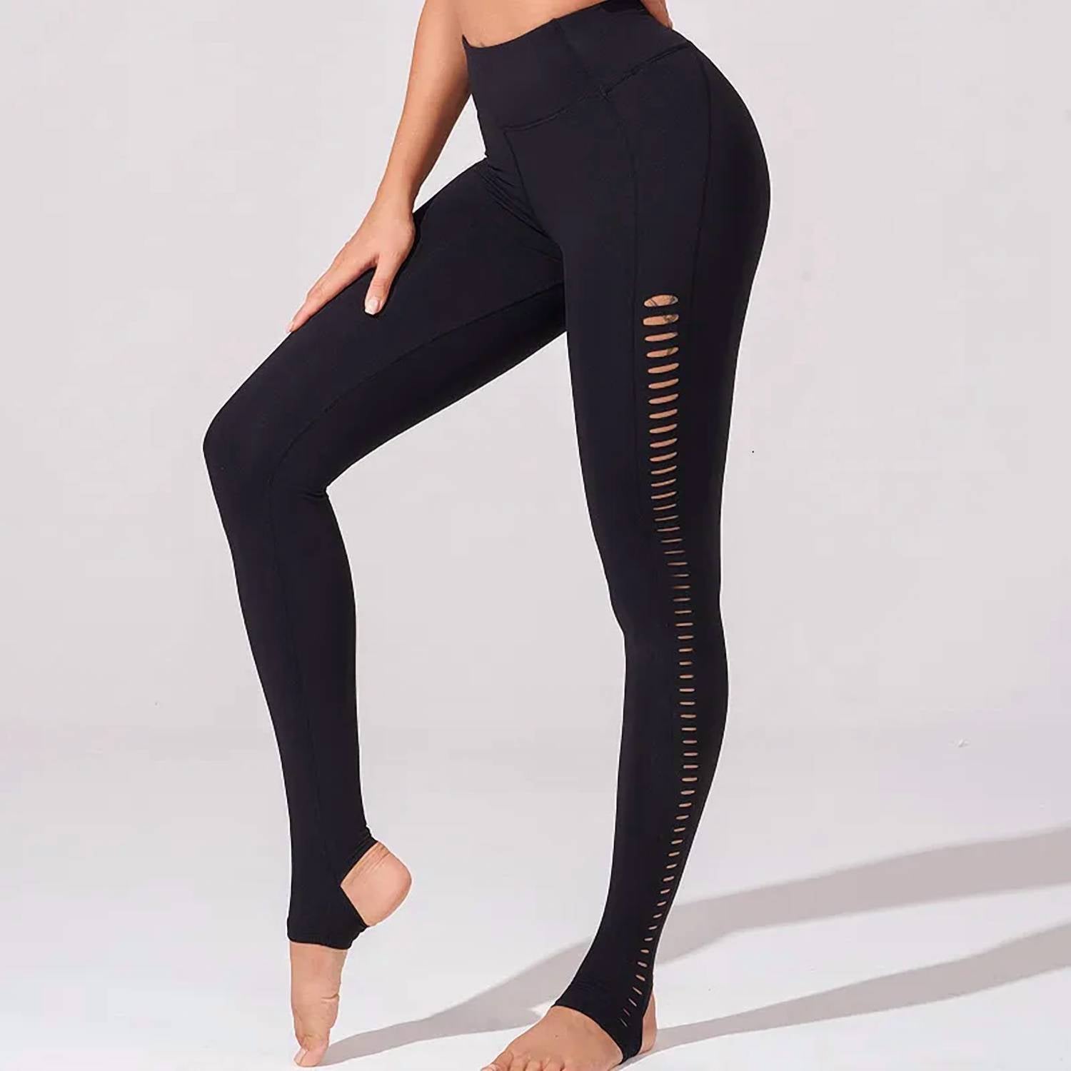 Seamless Mesh Cut Out Sides Legging In Black