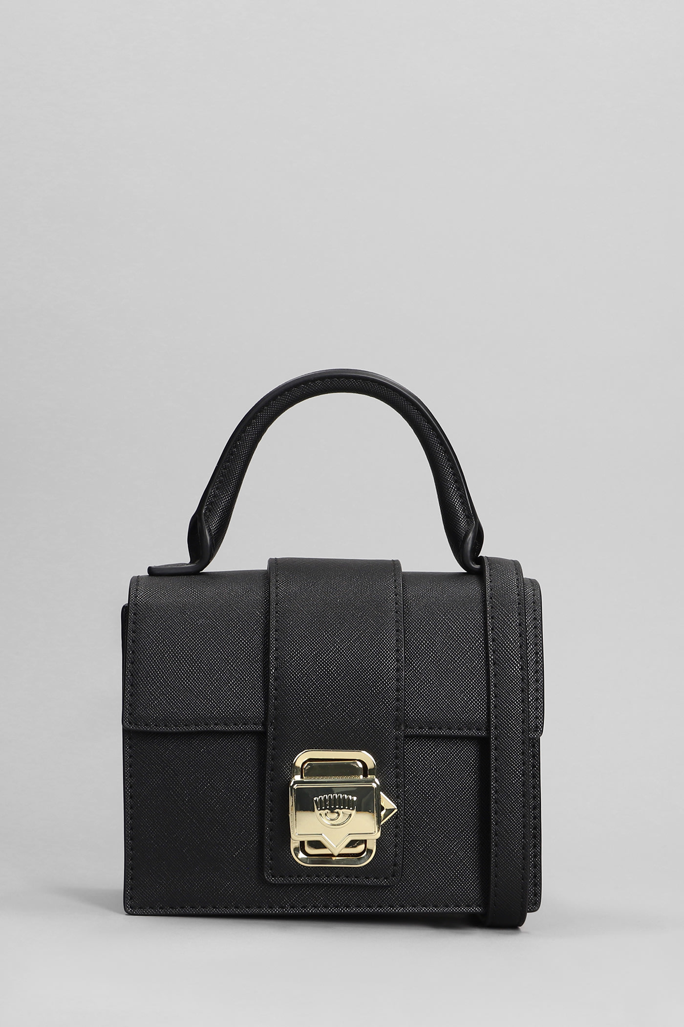 Hand Bag In Black Faux Leather