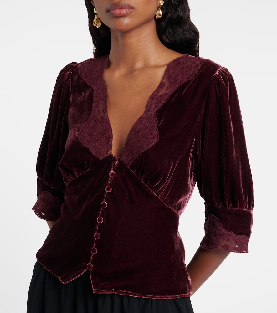 Amanda lace-trimmed velvet top