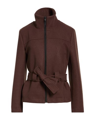 Woman Jacket Dark brown Size L Polyester, Wool