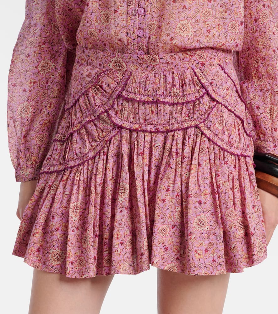 Ceola printed ruffled cotton skirt