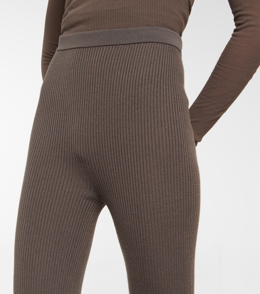 Rib-knit wool-blend pants